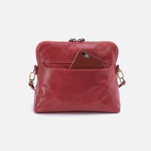 Hobo Reeva Crossbody Bag Red Leather Small Convertible - Picture 8 of 16